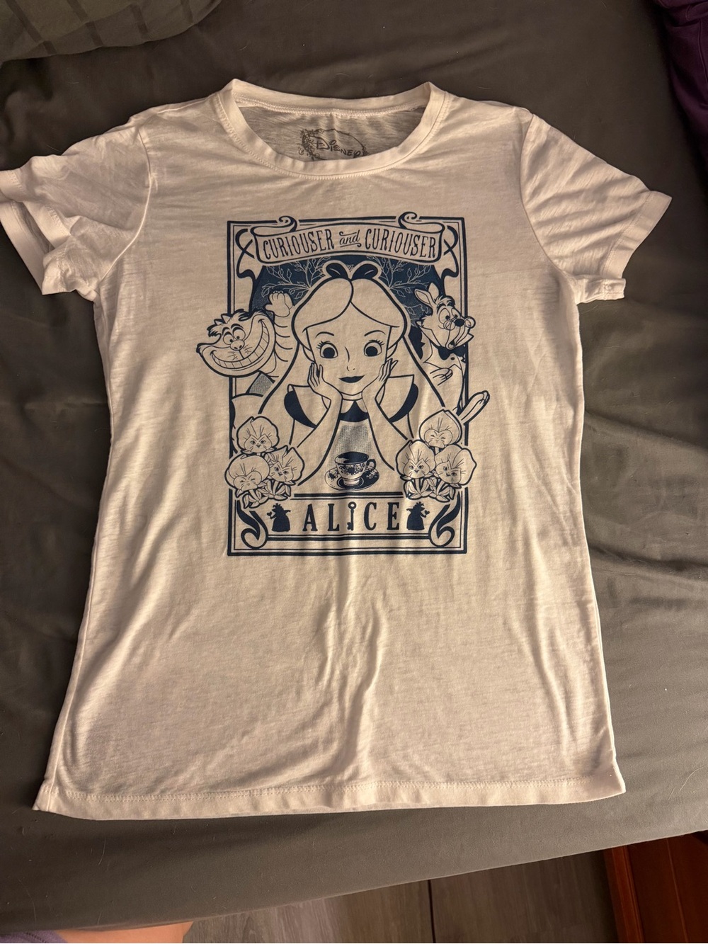 Disney’s Alice In Wonderland Alice Short Sleeve Sheer Shirt Size Medium GUC